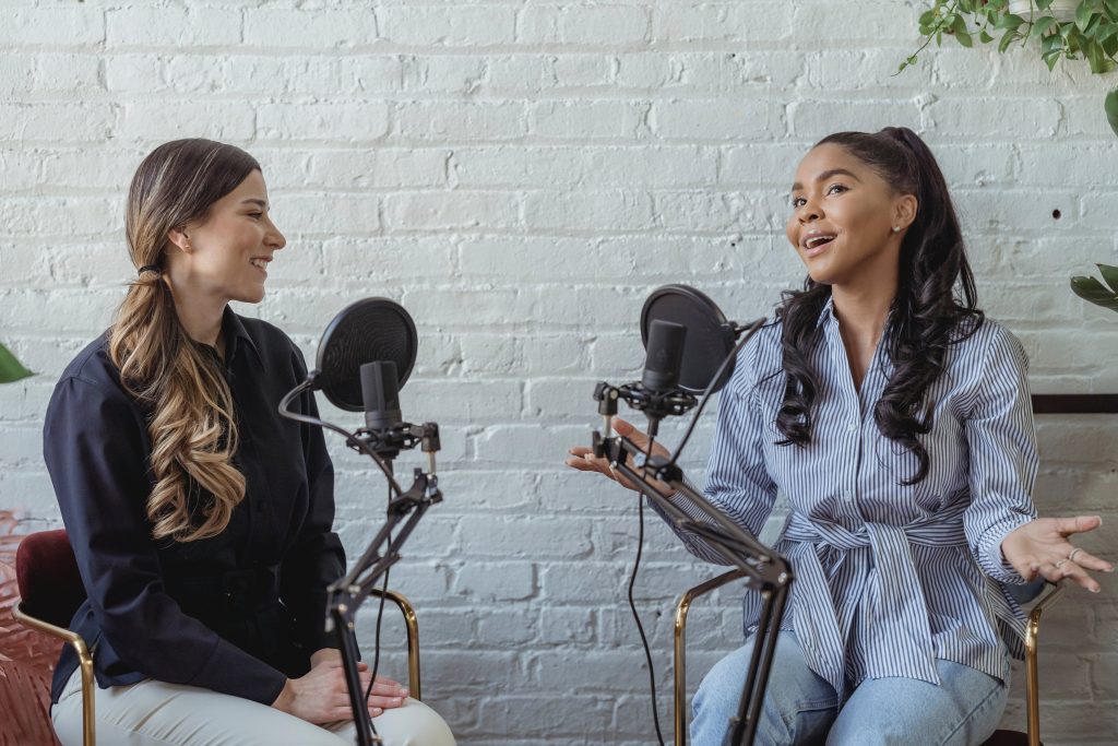 Two women debate how to monetize your Internet radio station in a studio
how to start an internet radio station and make money